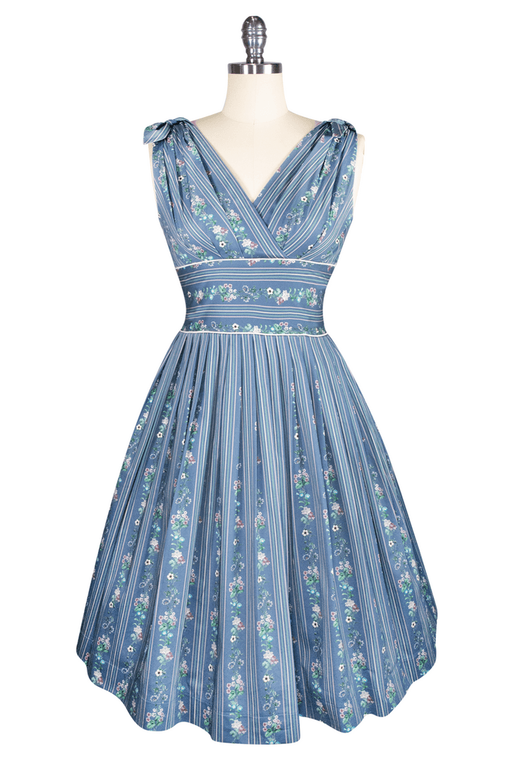 La Luna Floral Garland Stripe Dress - Kitten D'Amour