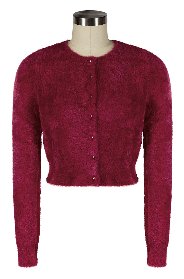 Powder Puff Cardigan (Burgundy)