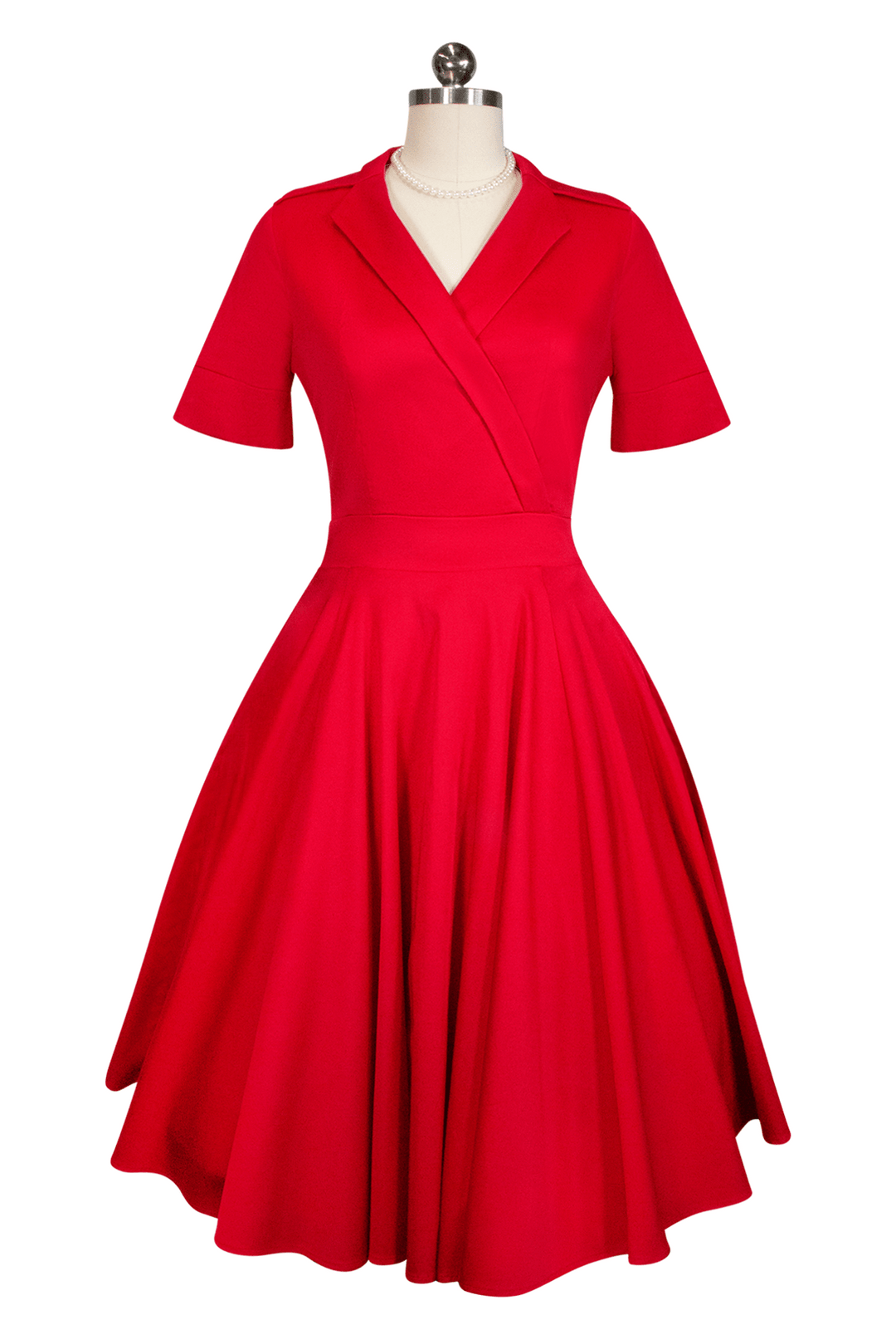 Tea Rose Collar Dress (Red) - Kitten D'Amour