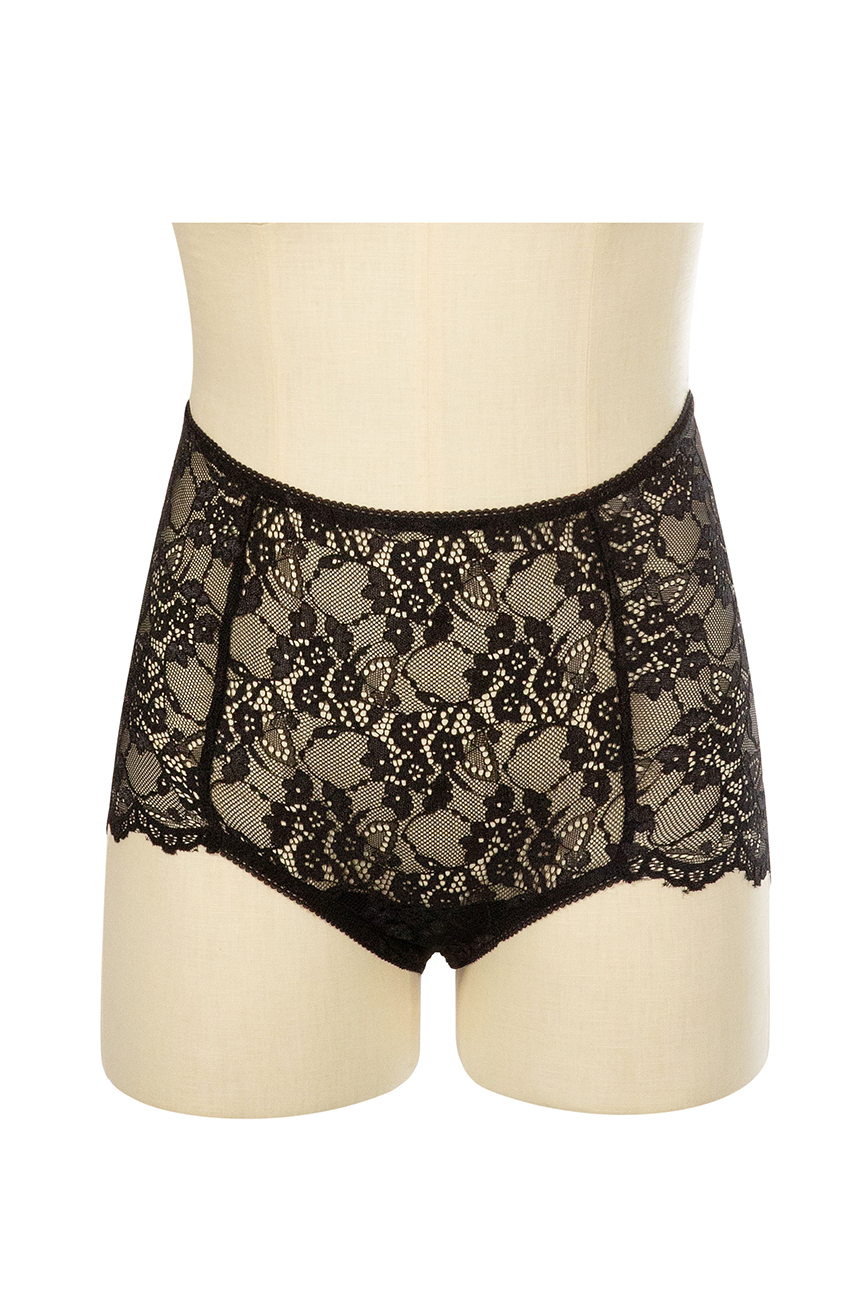 Elysian Hi Waist Lace Knickers (Black)