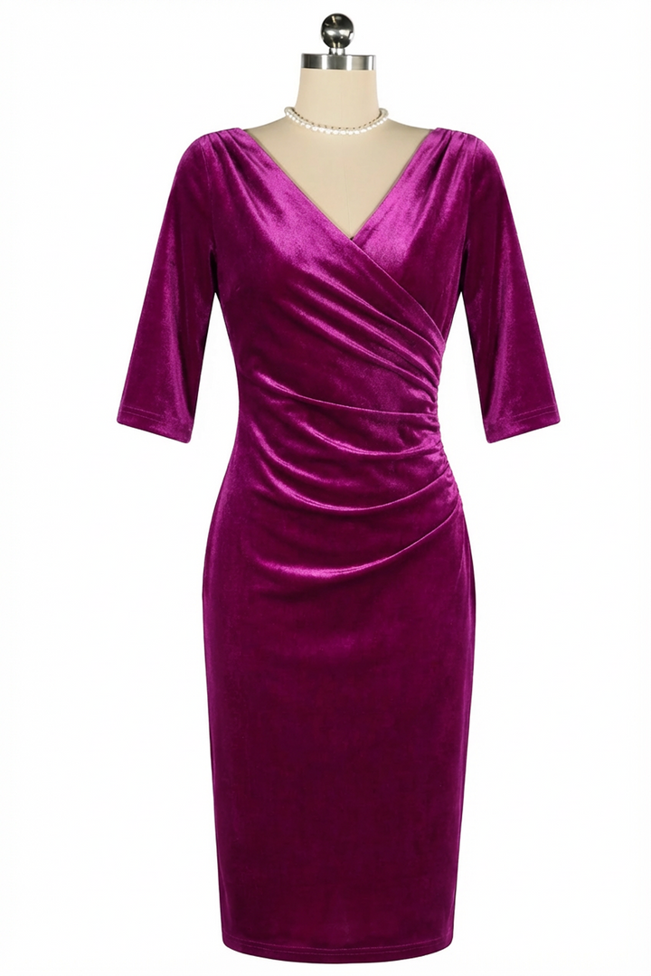 Velvet Vamp Dress (Fuchsia)