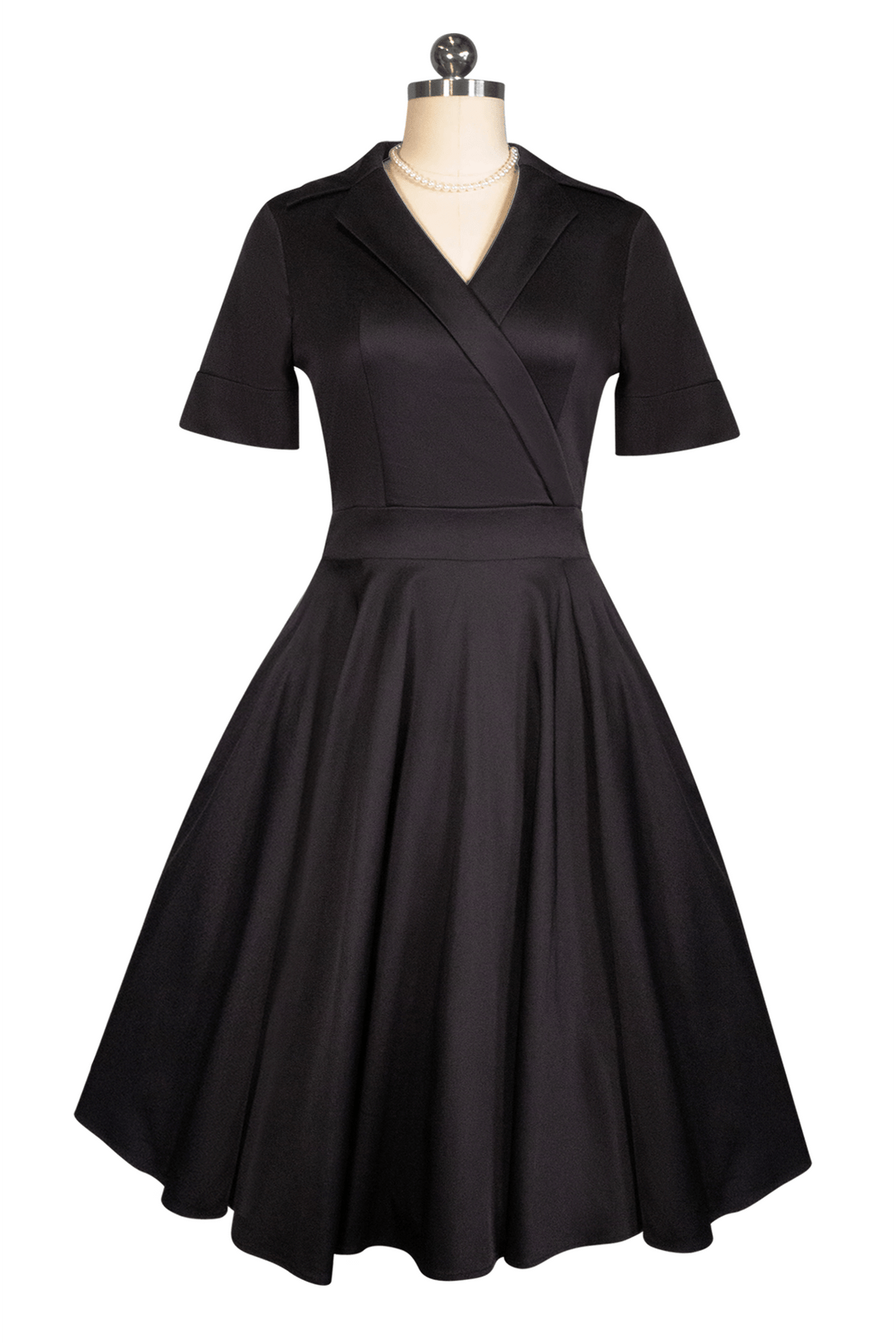 Tea Rose Collar Dress (Black) - Kitten D'Amour