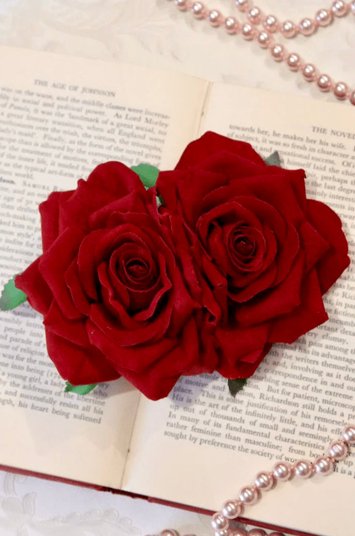 双玫瑰发夹（红色）