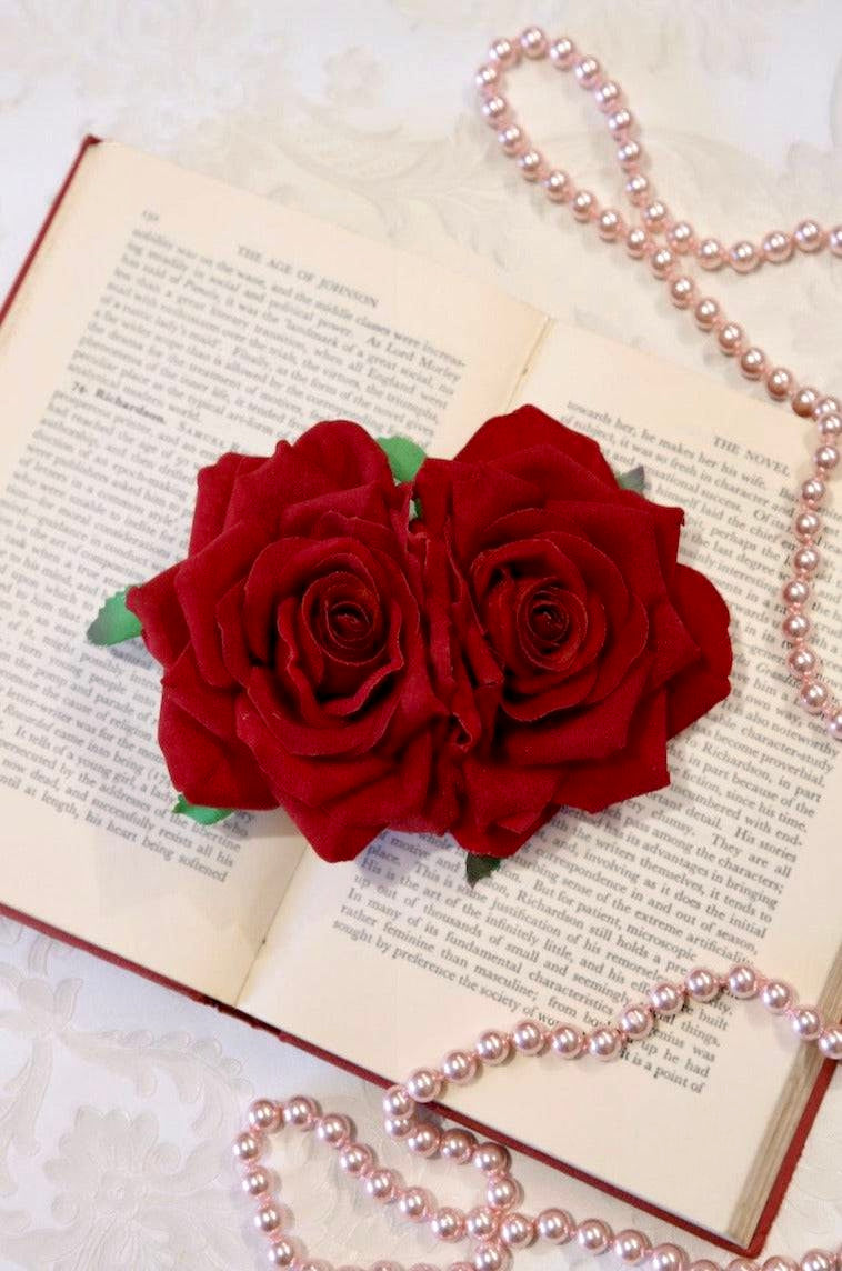 双玫瑰发夹（红色）