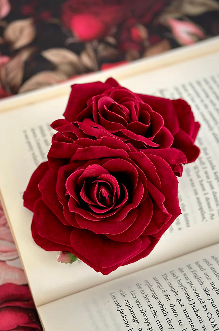 双玫瑰发夹（红色）