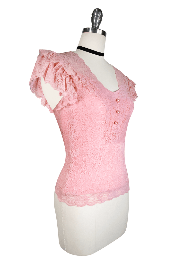 La Luna Lace Top (Pink) - Kitten D'Amour