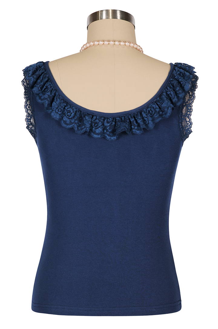 D'Amour Follies  Madame Ruffle Singlet (Navy)