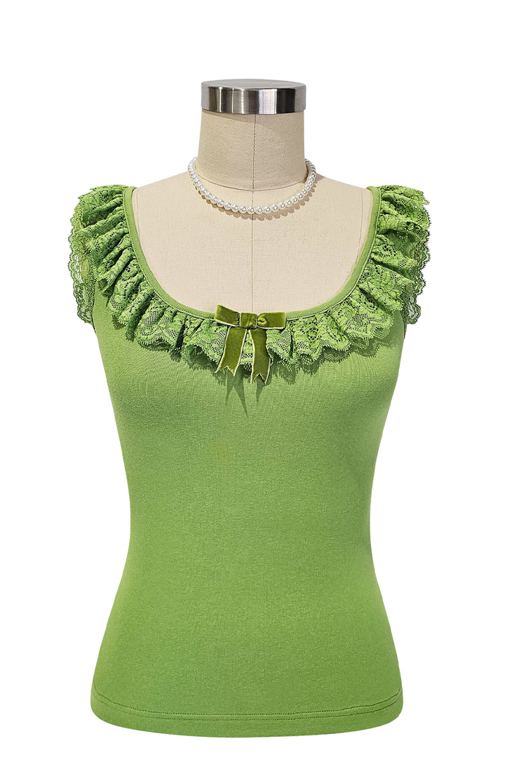 D'Amour Follies Madame Ruffle Singlet (Apple Green)