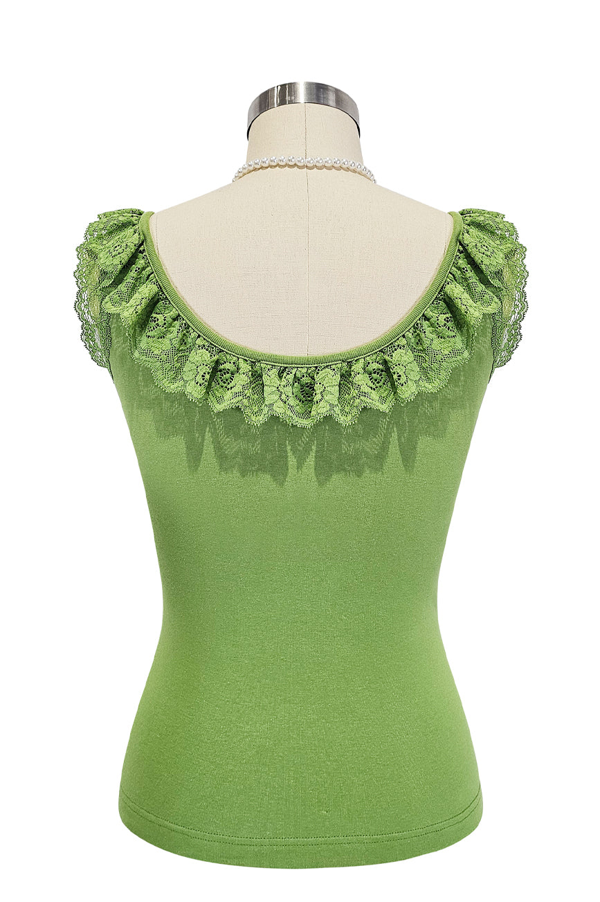 D'Amour Follies Madame Ruffle Singlet (Apple Green)