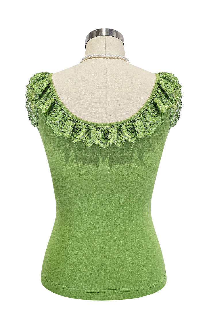D'Amour Follies Madame Ruffle Singlet (Apple Green)