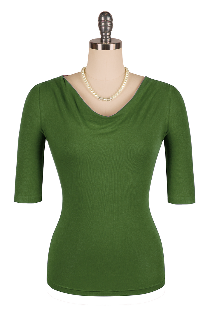 Manhattan Follies Cowl Neck Jersey Top (Green)