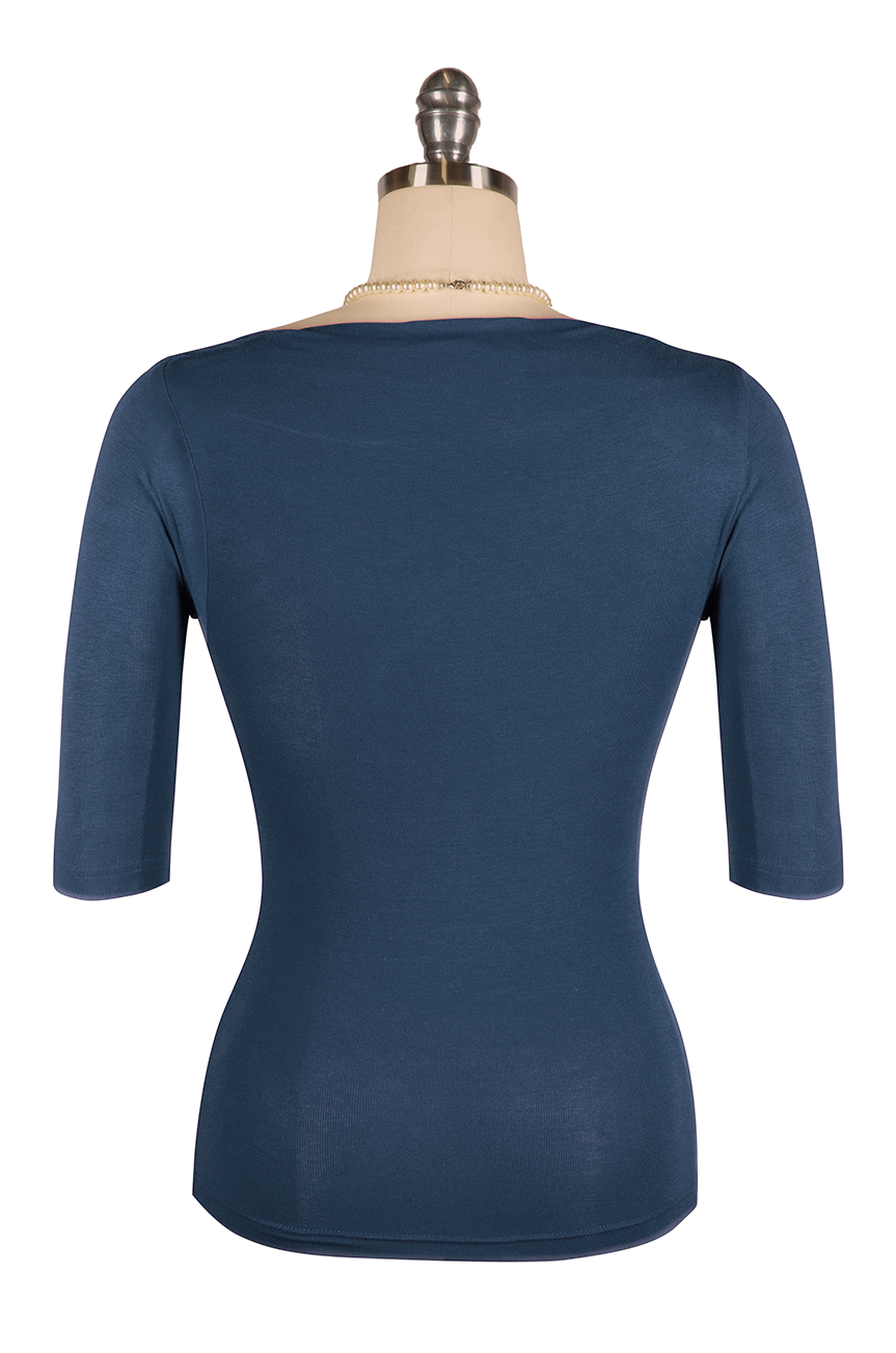 Manhattan Follies Cowl Neck Jersey Top (Navy)