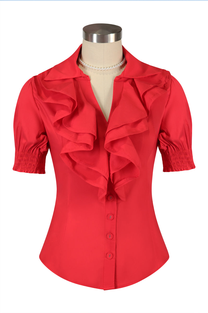 Miss Manhattan Frill Blouse (Red)