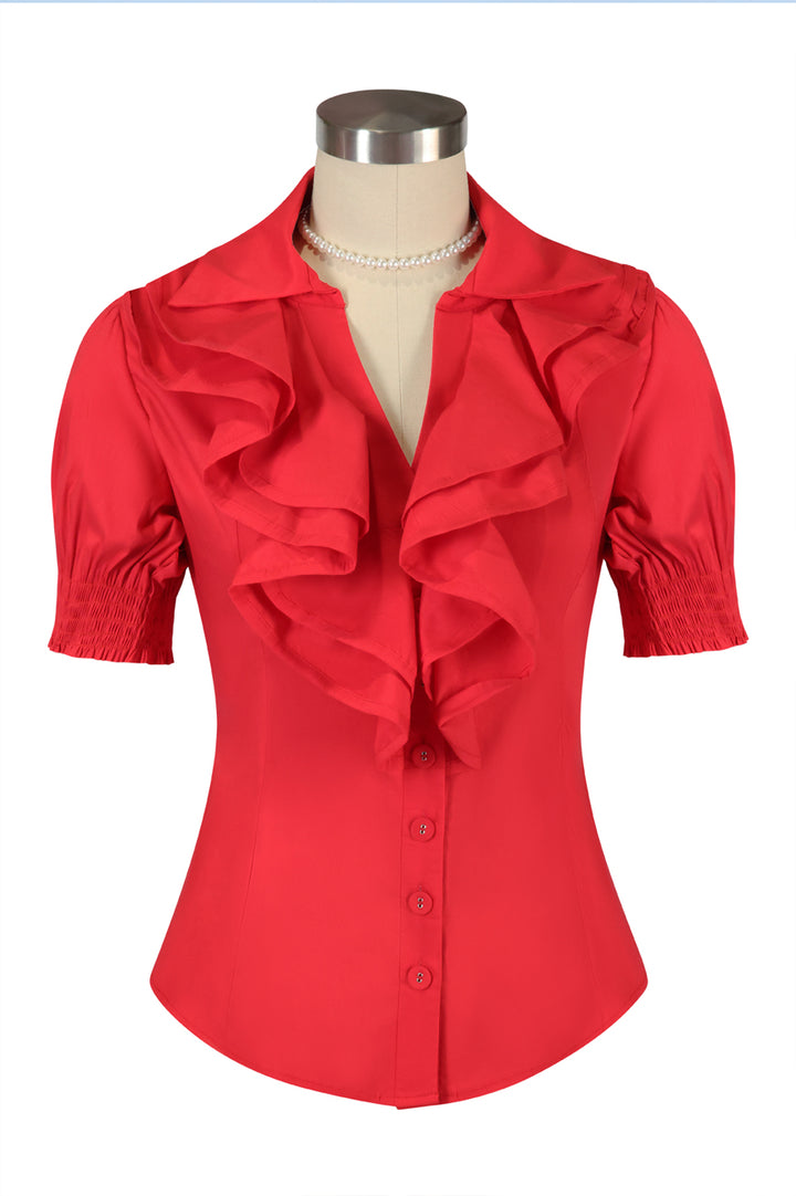 Miss Manhattan Frill Blouse (Red)