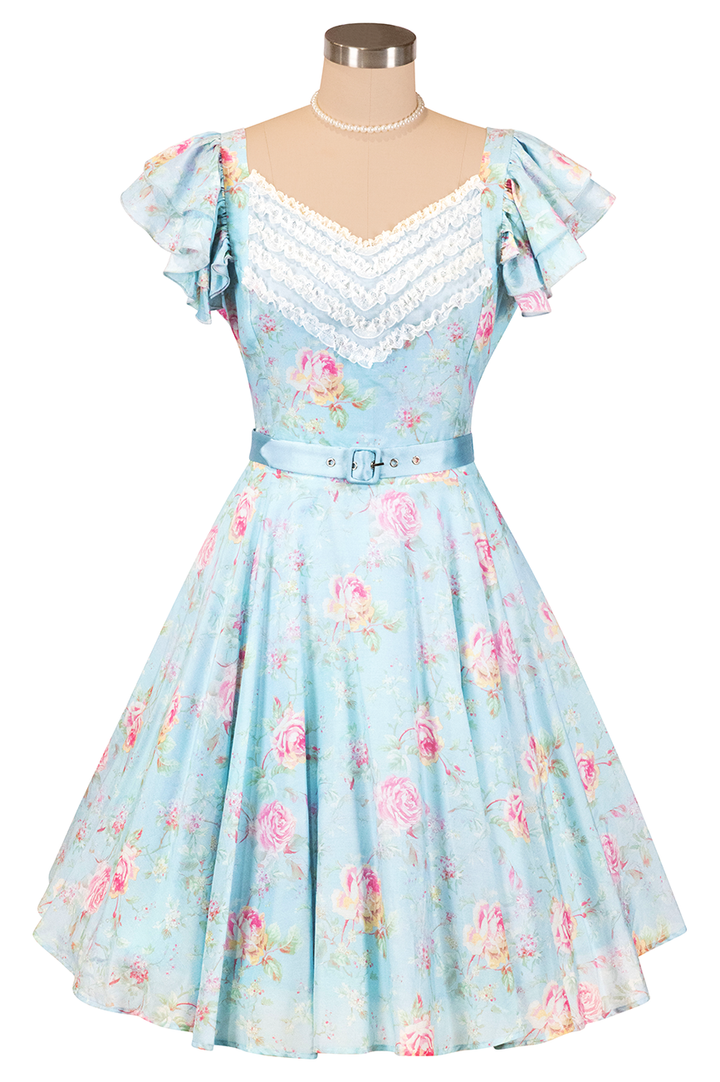 Morning Mist Belted Flutter Dress