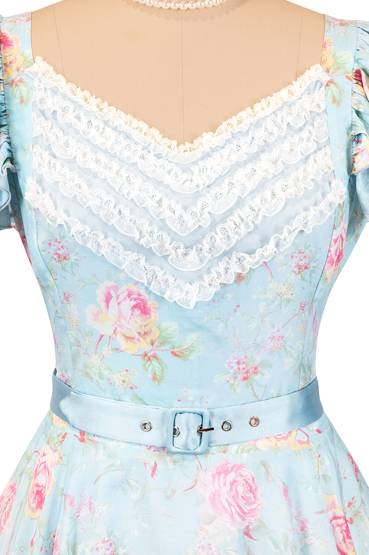 Morning Mist Belted Flutter Dress