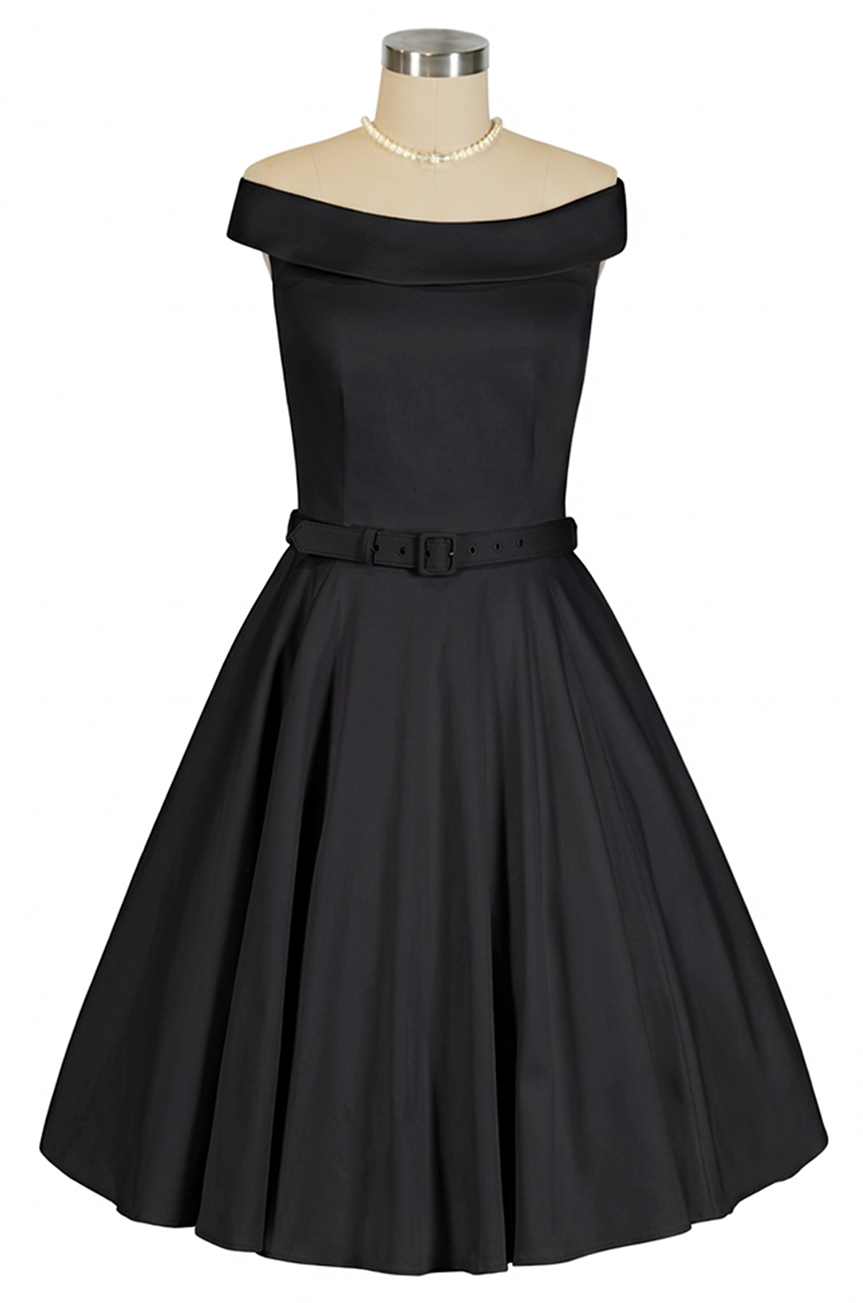 Oriana Belted Dress (Black)