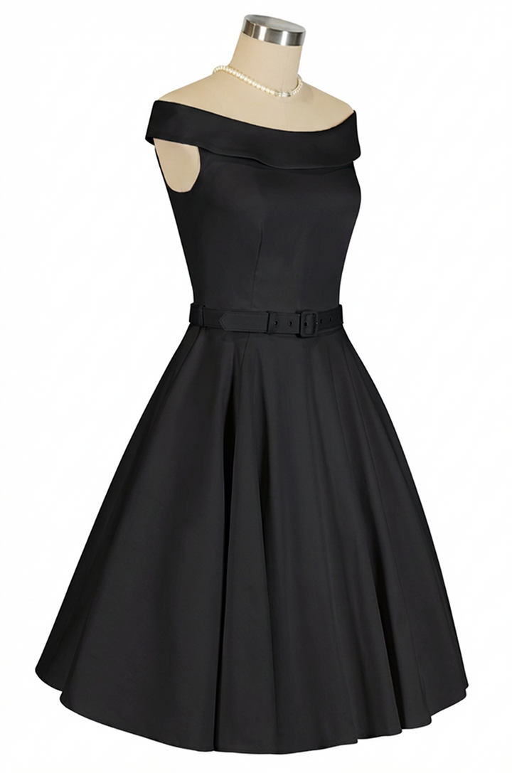 Oriana Belted Dress (Black)
