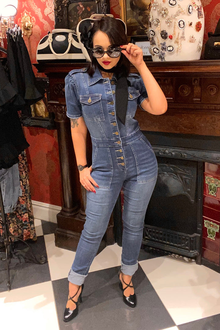 Virginia Jumpsuit (Dark Denim) - Kitten D'Amour