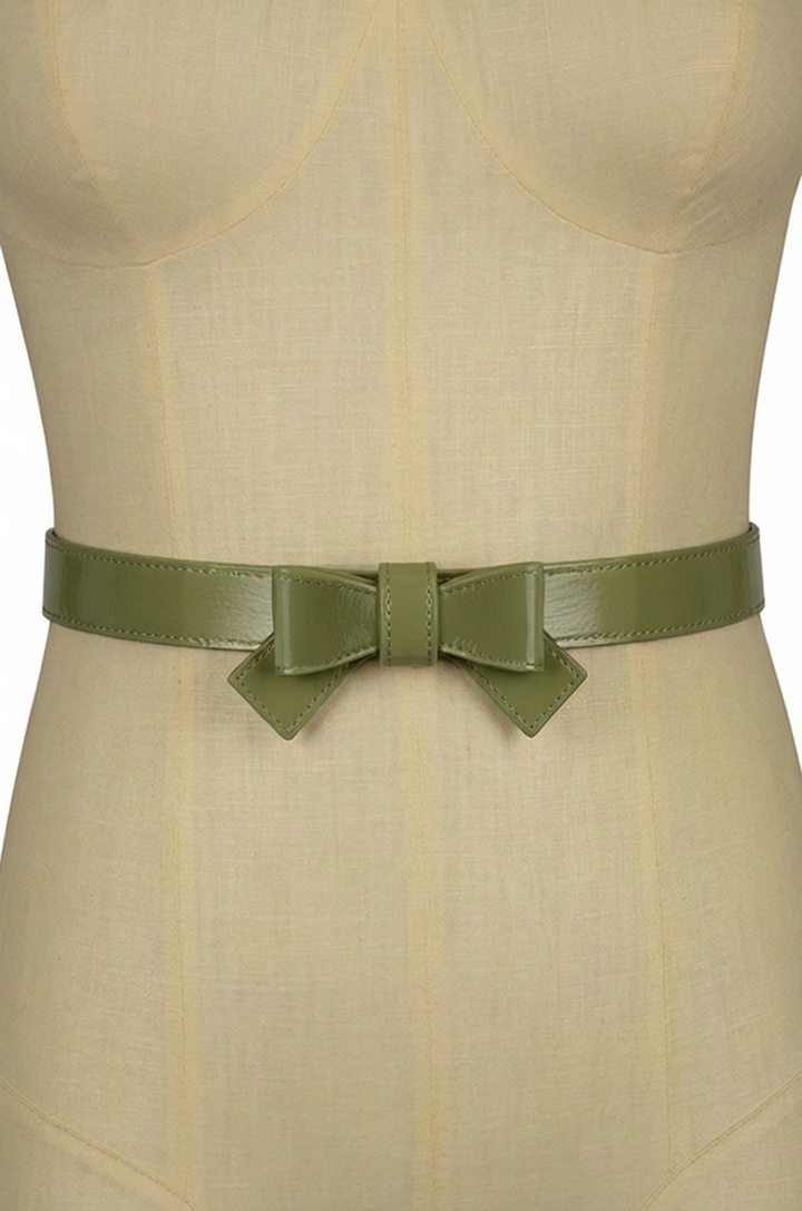 Pretty Kitty Follies Bow Belt (Olive)