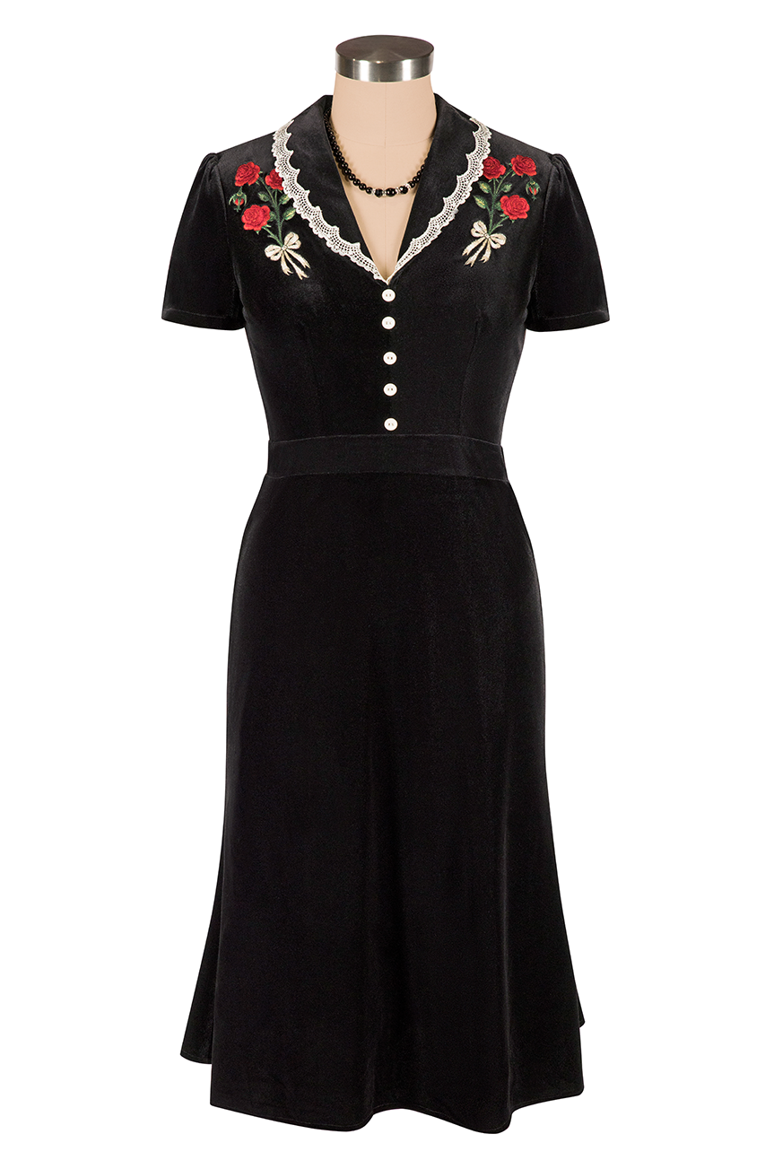 Rouge Noir Velvet Rose Dress