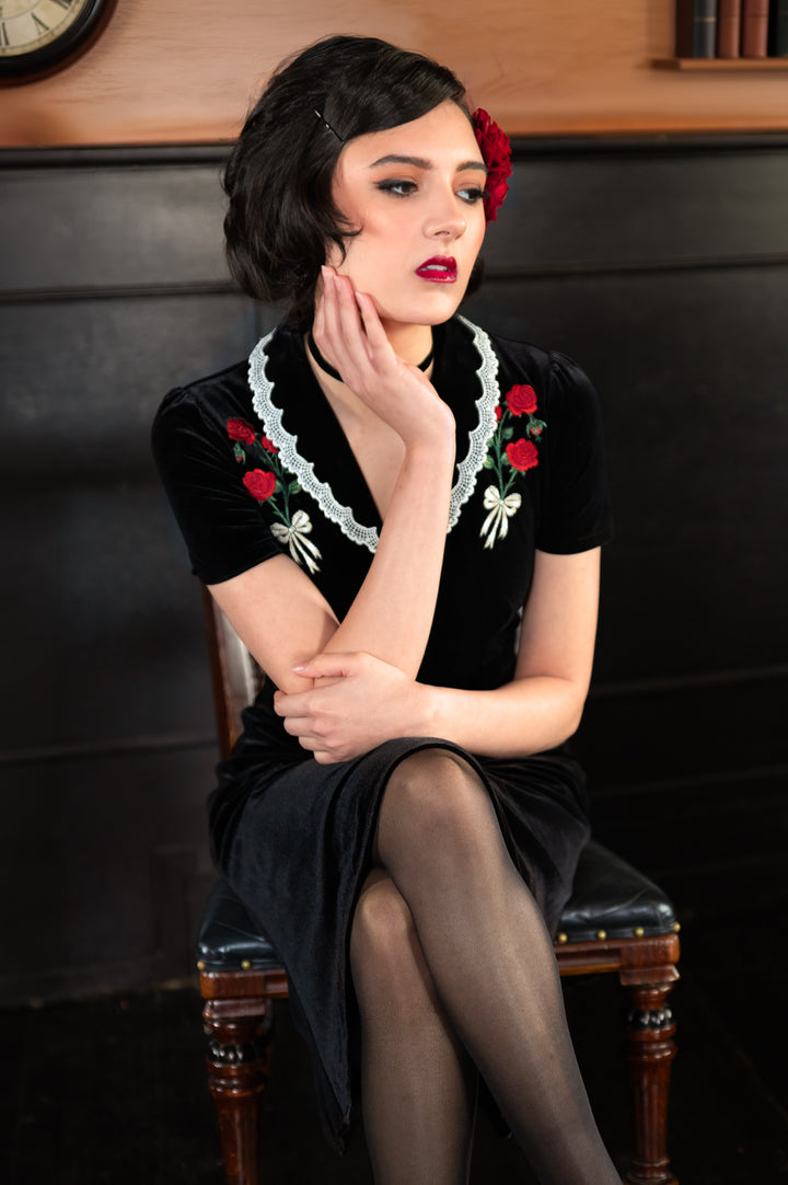 Rouge Noir Velvet Rose Dress