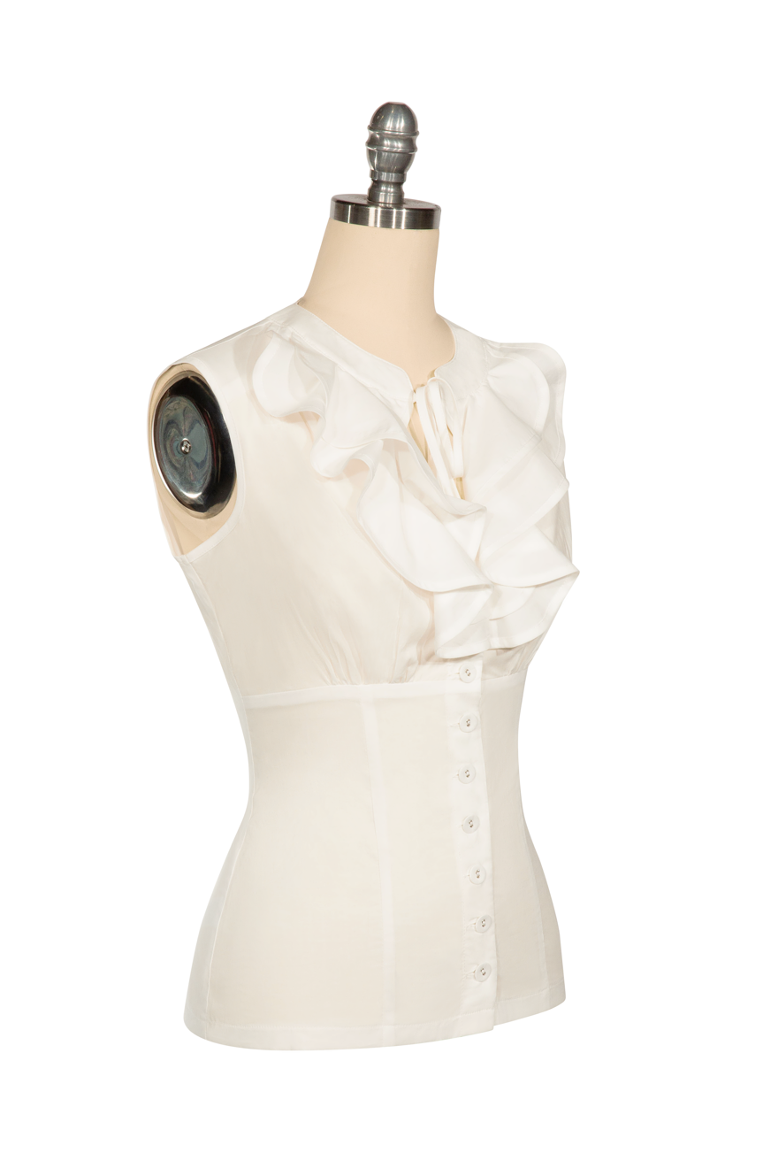 South Pacific Frill Front Blouse (Off White)