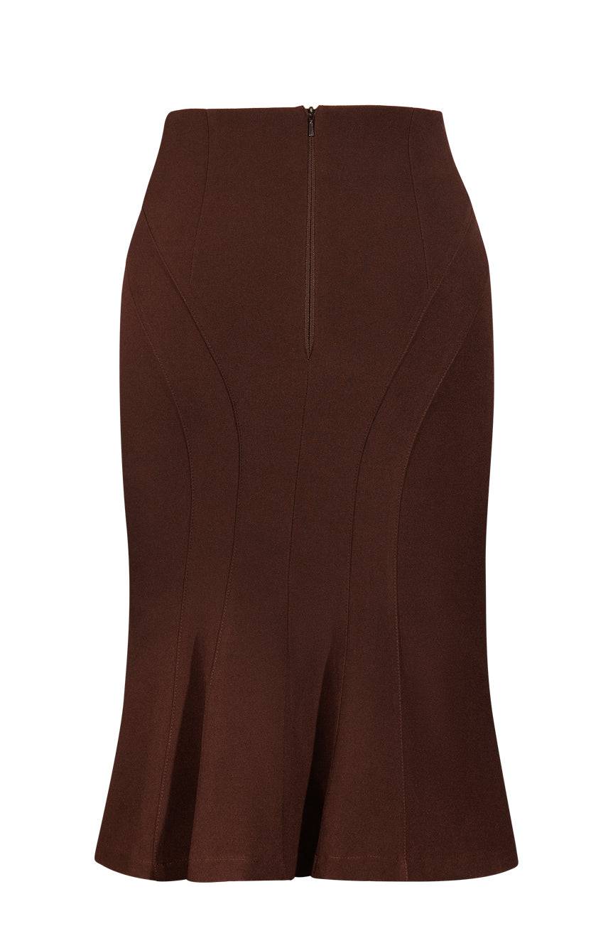 Sherlock Fluted Wiggle Skirt (Brown) - Kitten D'Amour