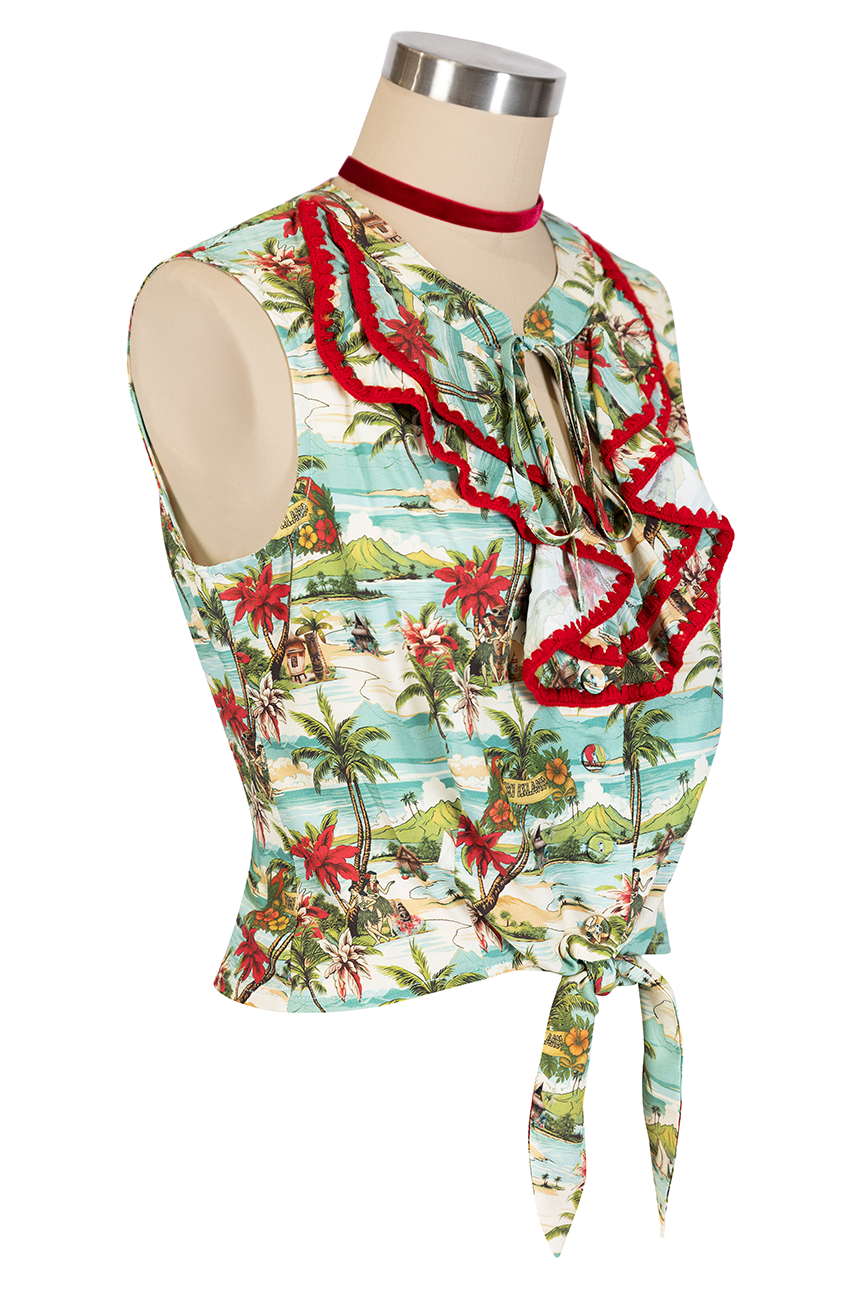 Tiki Island Frill Tie Top