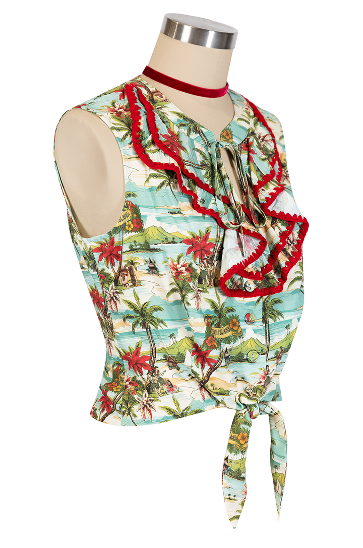 Tiki Island Frill Tie Top