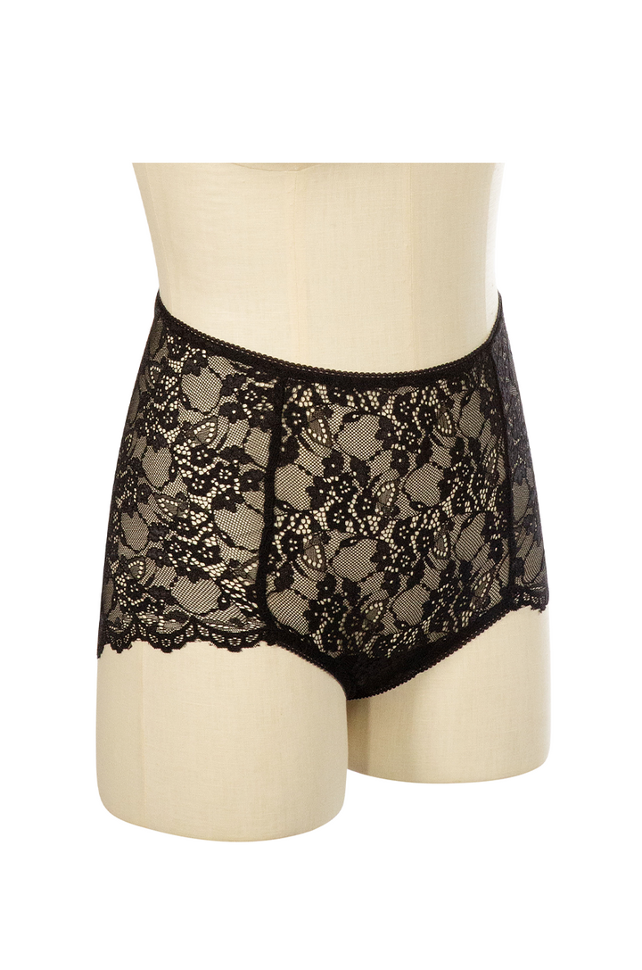 Elysian Hi Waist Lace Knickers (Black)