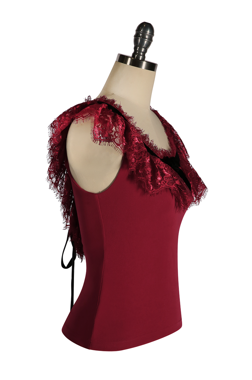 Fifi D'Amour Lace Up Camisole (Burgundy)