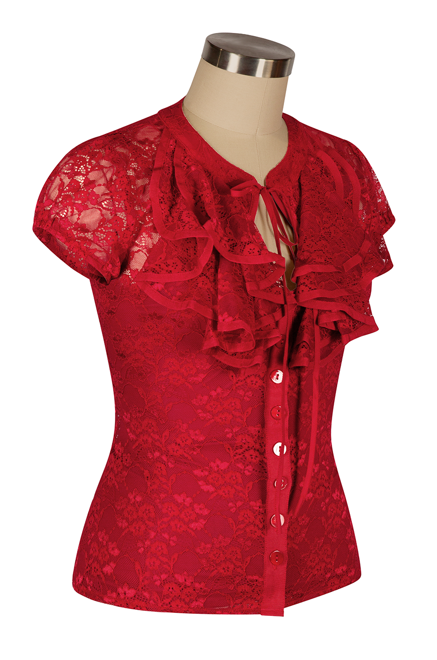 Dottie Darling Lace Blouse (Cherry Red)