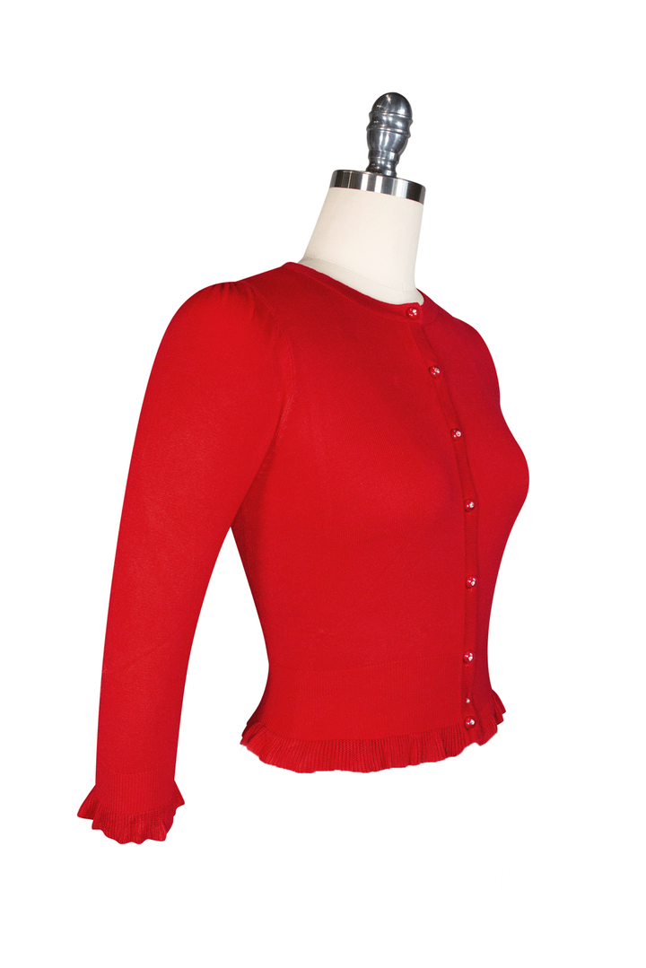 D'Amour Crop Cardigan 3/4 Sleeve (Red)