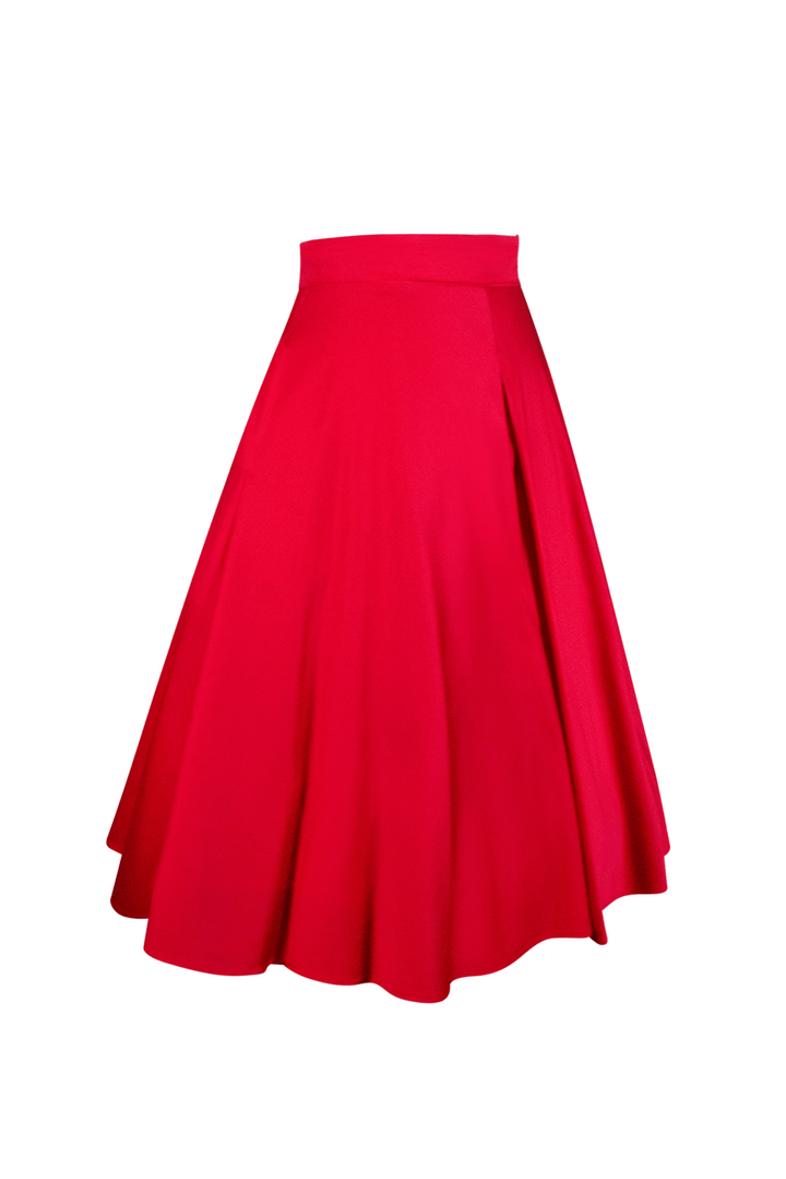 Tea Rose Classic Full Skirt (Red) - Kitten D'Amour