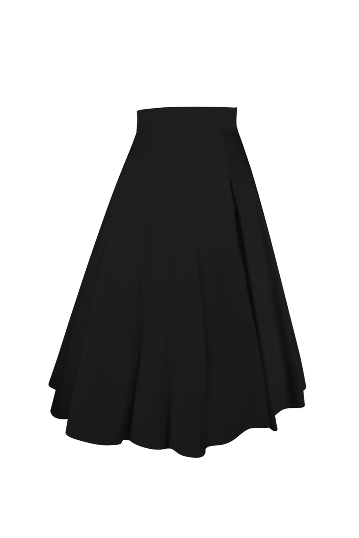 Tea Rose Classic Full Skirt (Black) - Kitten D'Amour