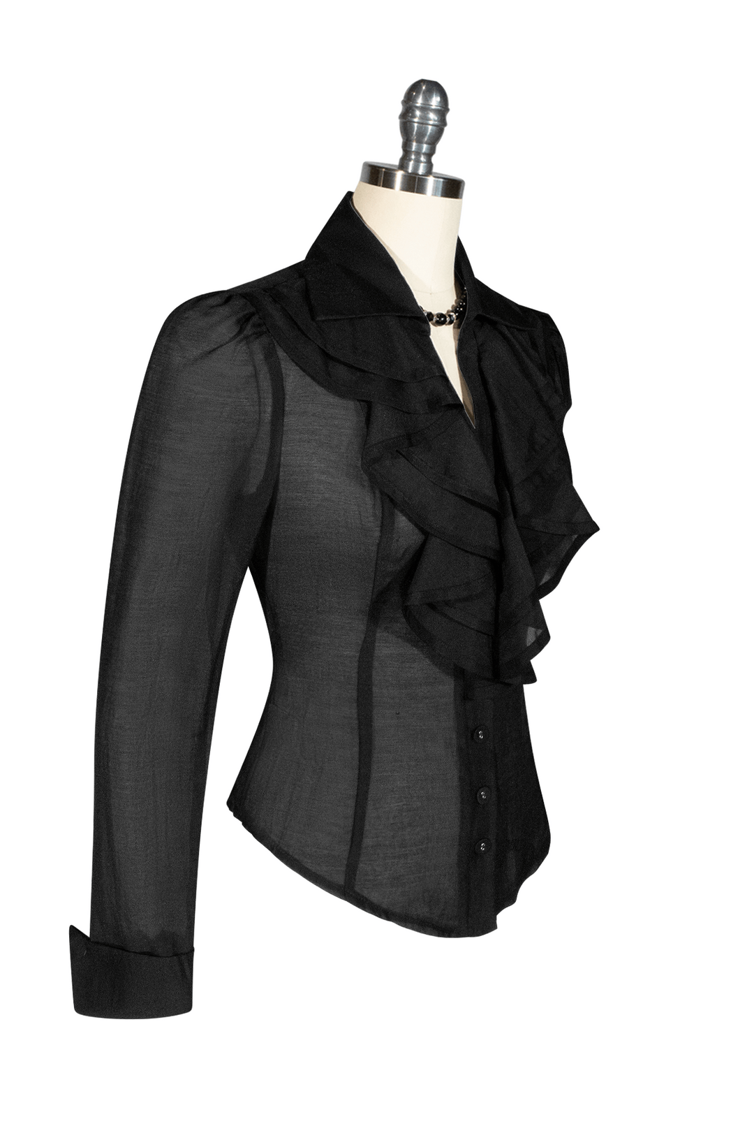 Arabella Wentworth Frill Blouse (Black) - Kitten D'Amour