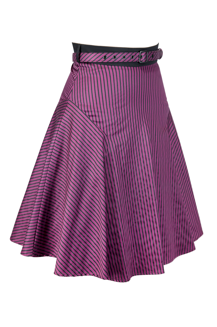 Office Affair Classic Belted Skirt (Stripe)