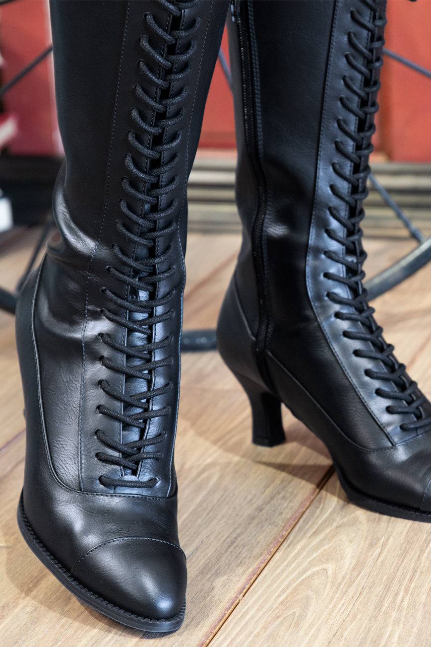 Victoriana Calf High Boots (Black) - Kitten D'Amour