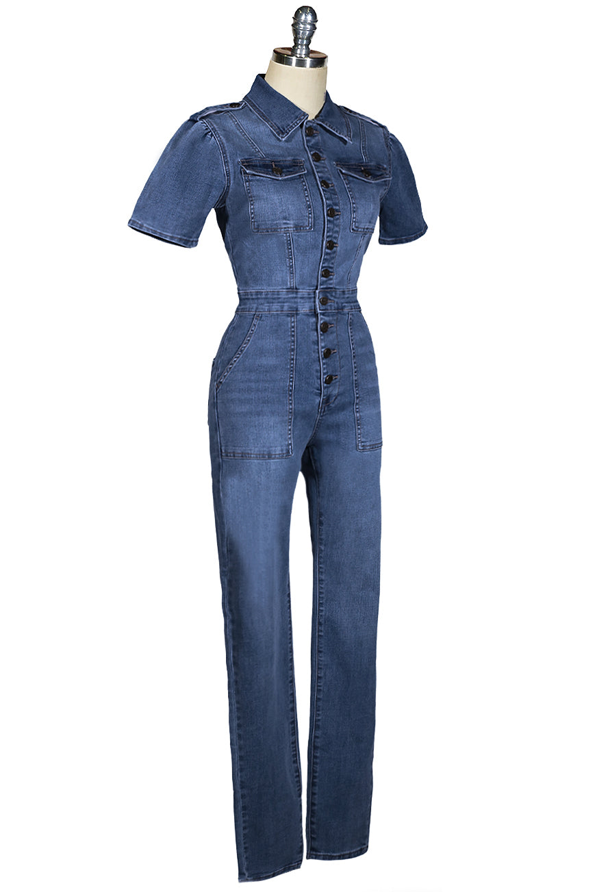 Virginia Jumpsuit (Dark Denim) - Kitten D'Amour