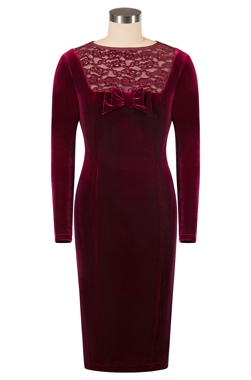 Palais Velvet Wiggle Dress (Burgundy)