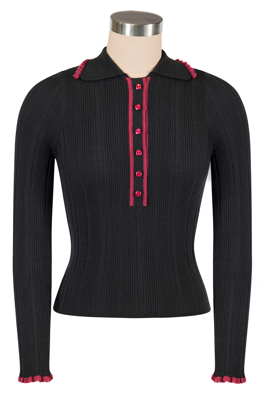 Claudette Long Sleeve Knit Top (Black)