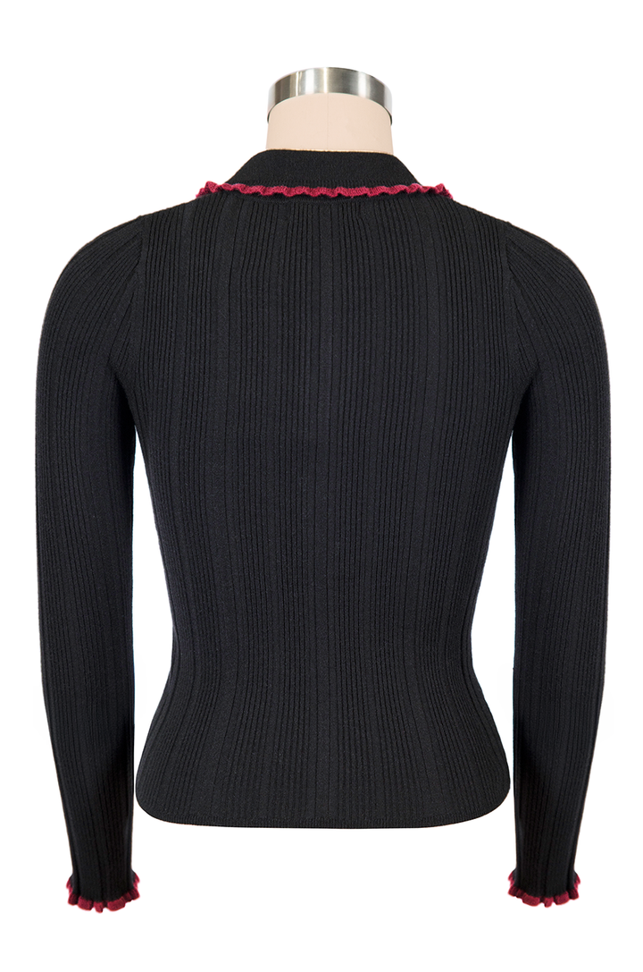 Claudette Long Sleeve Knit Top (Black)
