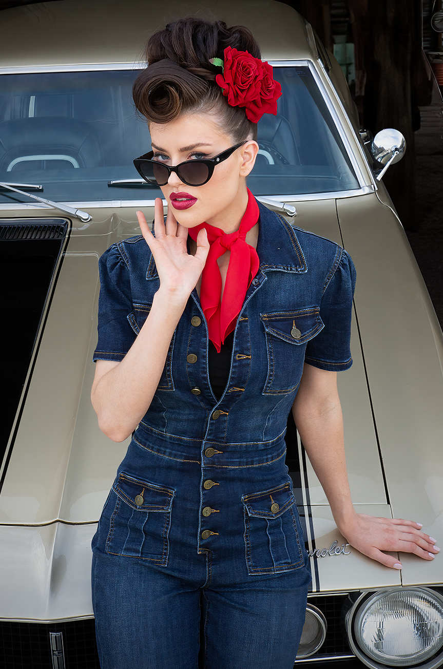 Daytona Jumpsuit (Blue Denim) - Kitten D'Amour