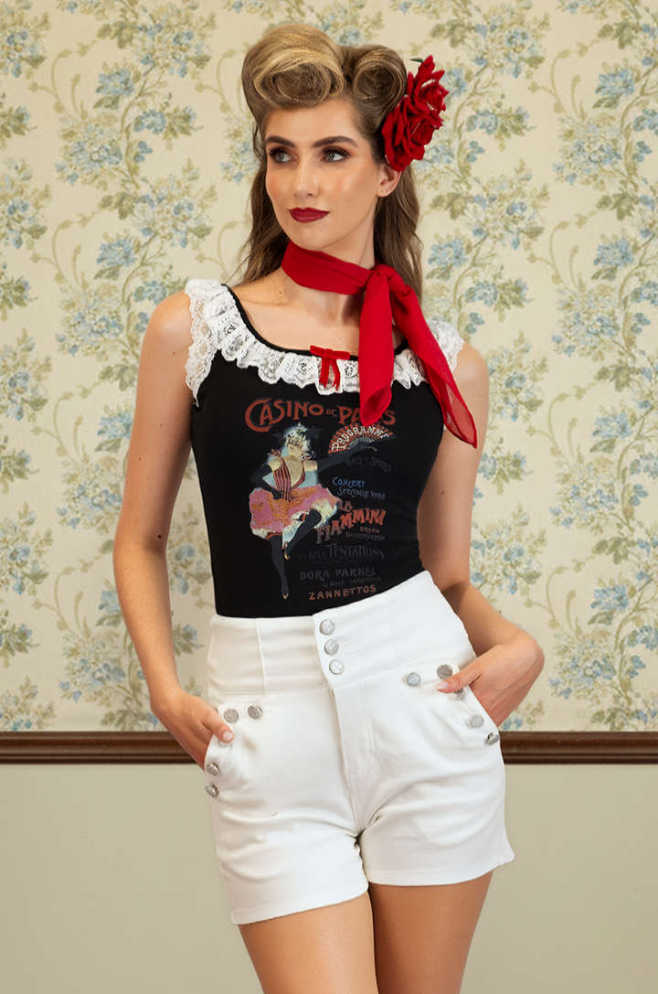 Casino Follies Ruffle Singlet (Black)