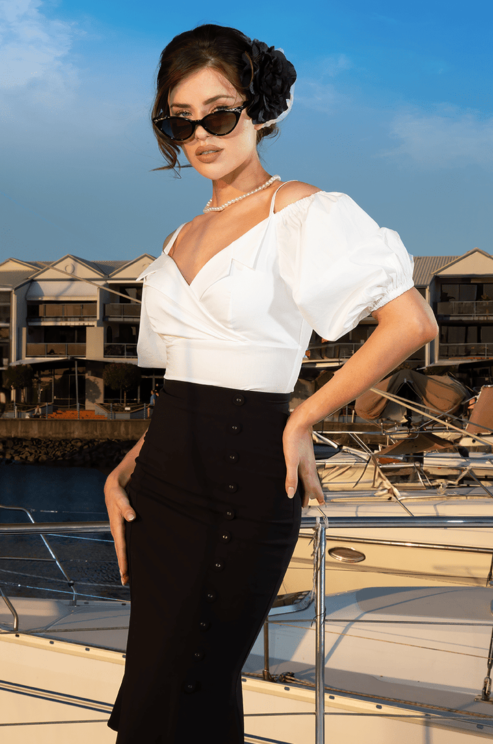 French Vacation Classic Top (Off White) - Kitten D'Amour