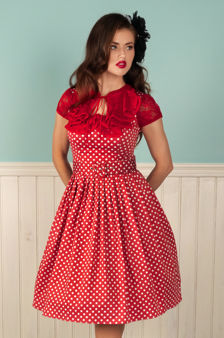 Dottie Darling Lace Blouse (Cherry Red)