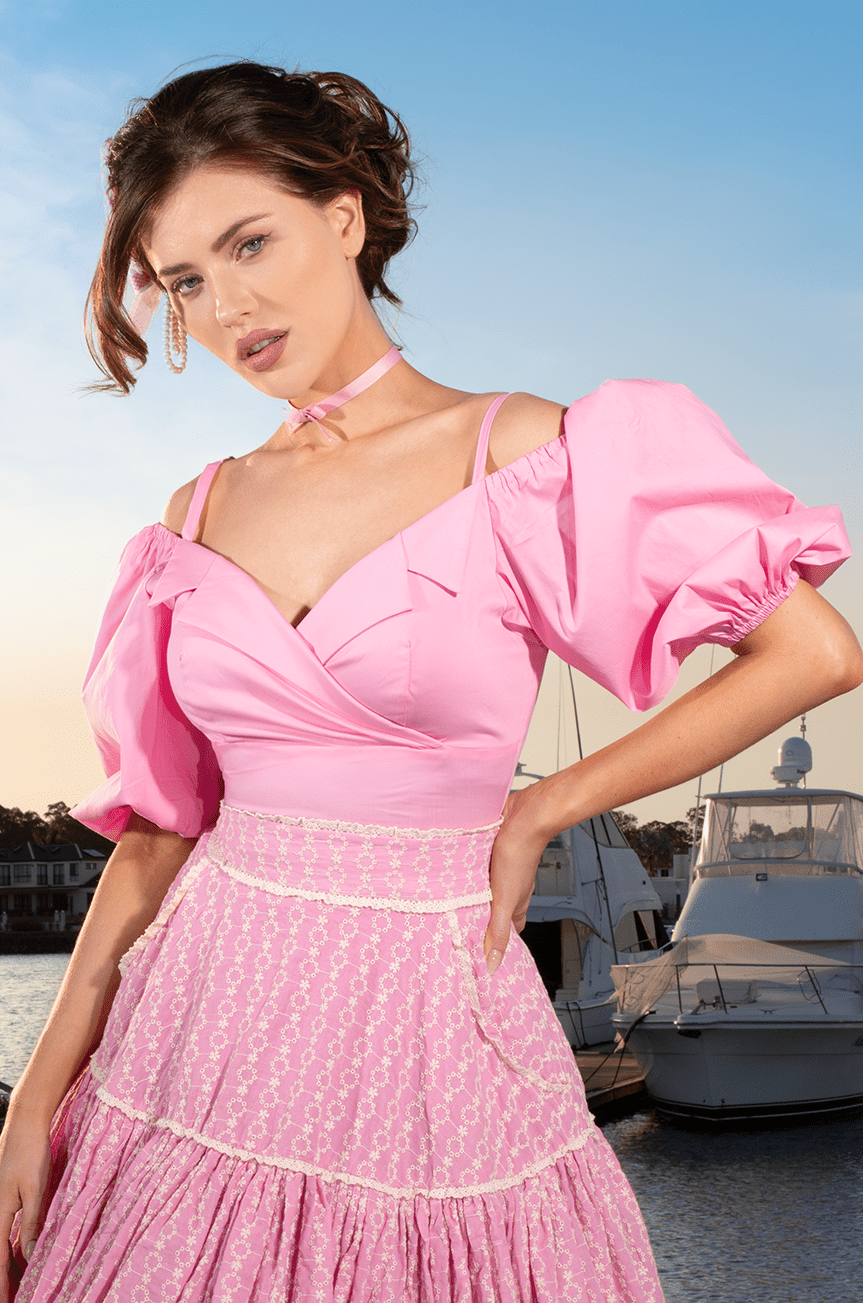 French Vacation Classic Top (Pink) - Kitten D'Amour