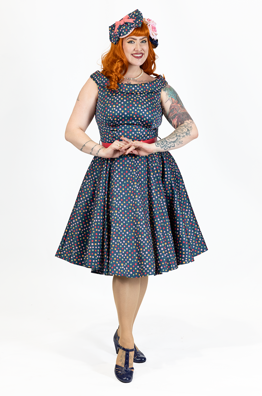 Fiorenza Belted Spot Dress