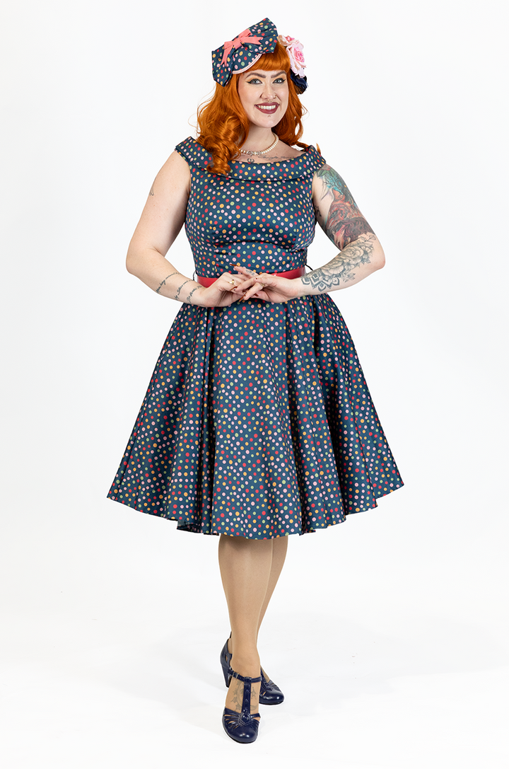 Fiorenza Belted Spot Dress
